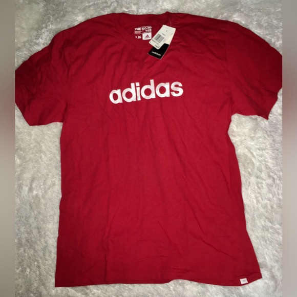 Adidas Red/Wht Short Sleeve Active Shirt sz Large - Picture 1 of 5